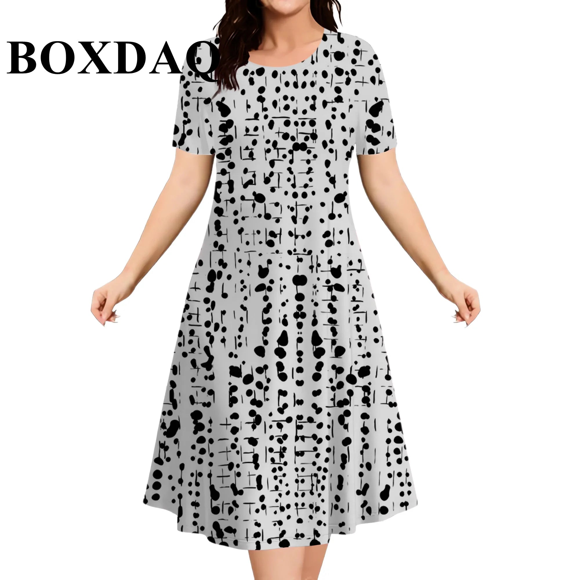 9XL Plus Size Short Sleeve Dresses For Women 2026 Fashion Summer Dot 3D Print Round Neck Dress Female Casual Oversized Clothing
