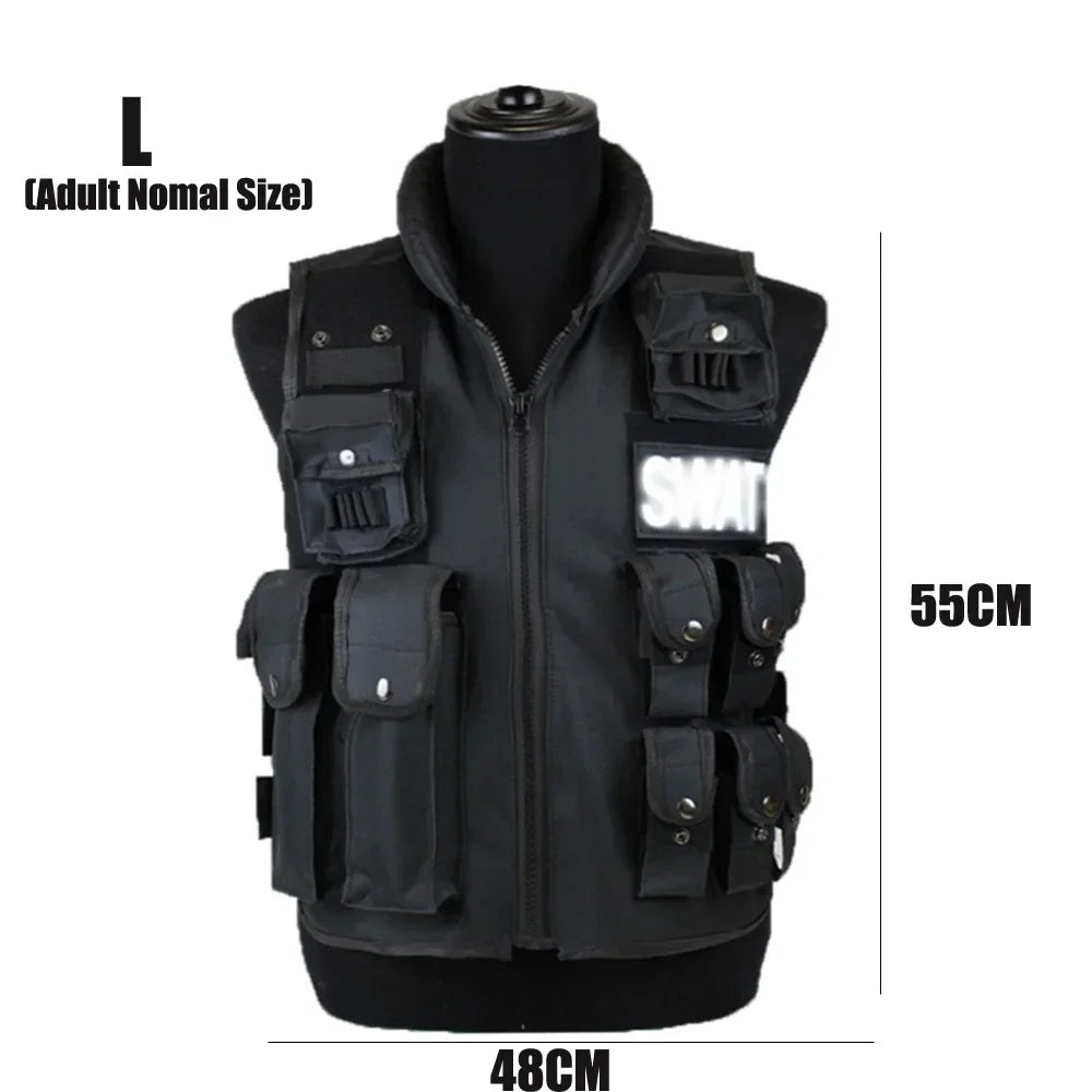 Chaleco táctico multibolsillos SWAT para caza al aire libre, entrenamiento, juego de CS, paintball, modular, guardia de seguridad
