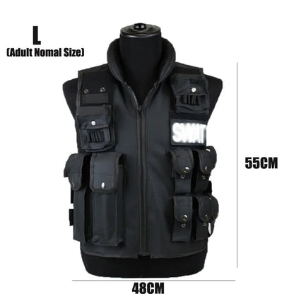 Chaleco táctico multibolsillos SWAT para caza al aire libre, entrenamiento, juego de CS, paintball, modular, guardia de seguridad