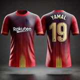 Barcelona Special Edition No.19 Footballer Yamal Short sleeved T-shirt Men's Youth Sports Loose Breathable Quick drying Shirt
