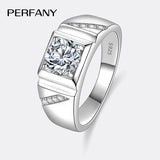 PERFANY 1/2CT Moissanite Ring for Men S925 Pure Silver Sparkling Diamond Domineering Wedding Ring Luxury Wedding Jewelry Gift