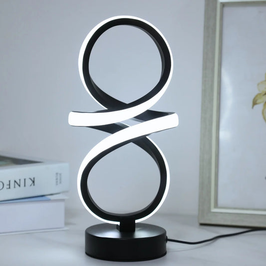 Creative spiral LED table lamp, 3 adjustable colors, USB powered, suitable for bedrooms, offices, and study rooms