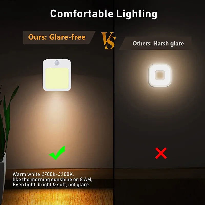 Luz nocturna con sensor de movimiento y luz LED, enchufe europeo, luz nocturna inalámbrica para niños, mesita de noche y dormitorio.