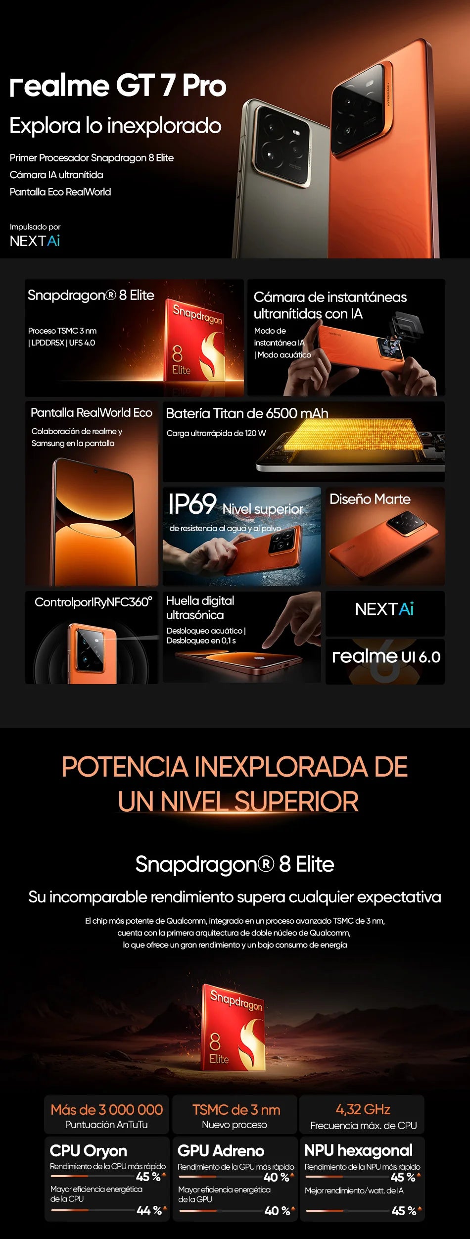 realme GT 7 Pro Smartphone 5G Global Version Snapdragon 8 Elite 6.78'' 120Hz Eco OLED Screen 120W SUPERVOOC 50MP Camera NFC GPS