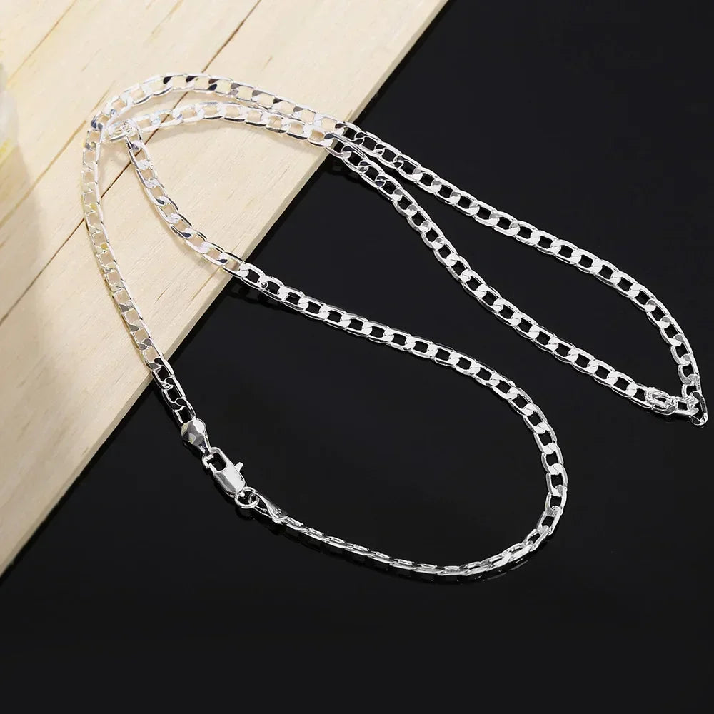 Collar de plata de ley 925 para hombre, venta al por mayor, 2/4/6/8/10/12 mm, cadena de 40-75 cm, cierre de langosta, joyería de compromiso para hombre, niño y mujer.