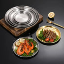 4Pcs Stainless Steel Round Plate Bone Spitting Dish Shallow Tray Metal Camping Plate Dining Disc BBQ Picnic Dishes Cookware