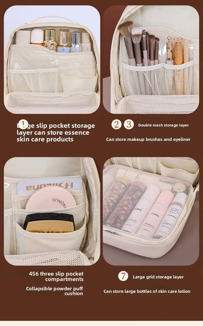 Professional Stand up Cosmetic Bag Large Capacity Travel Toiletry Organizer With Multiple Compartments Portable Storage Pouch
