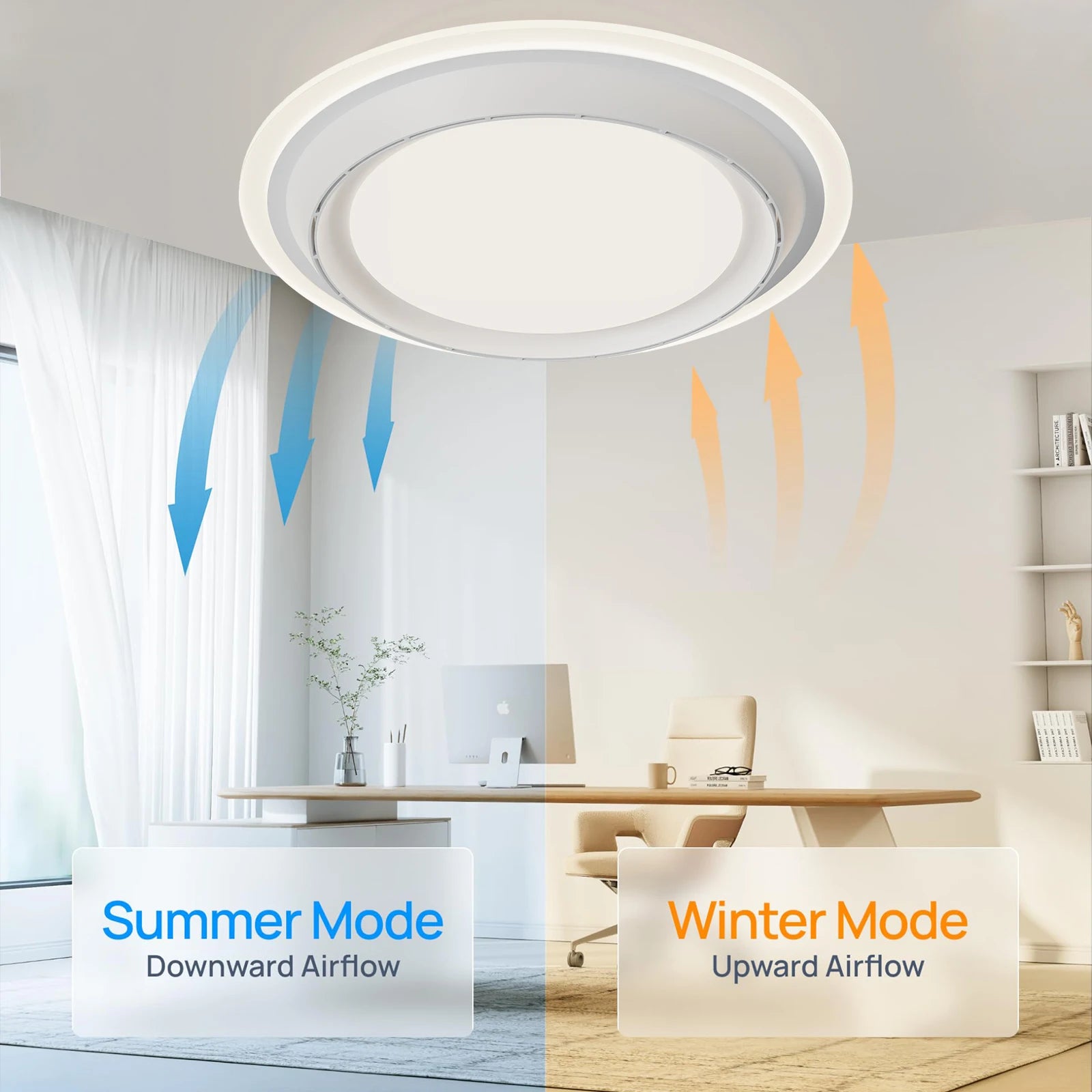 Modern Ceiling Fan with Light Simple Smart Bladeless Electric Fan Remote Control Dimming Silent Timing Light Home Cooling Fan