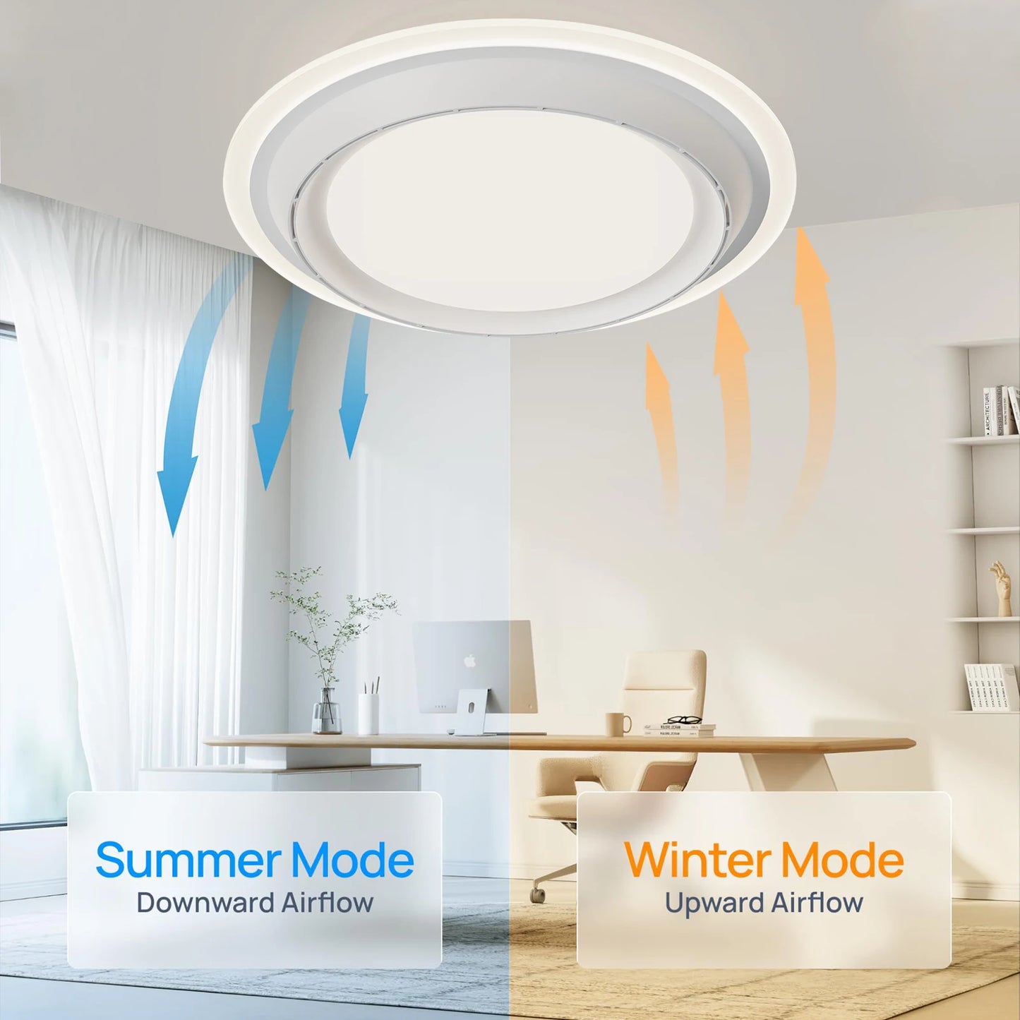 Modern Ceiling Fan with Light Simple Smart Bladeless Electric Fan Remote Control Dimming Silent Timing Light Home Cooling Fan