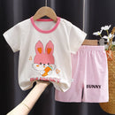 New Boys Summer Clothing Set Full Bear Print Cotton Short Sleeve T-shirts and Shorts 2PCS Breathable Outfit For Girls