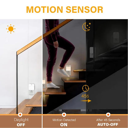 Luz nocturna con sensor de movimiento y luz LED, enchufe europeo, luz nocturna inalámbrica para niños, mesita de noche y dormitorio.
