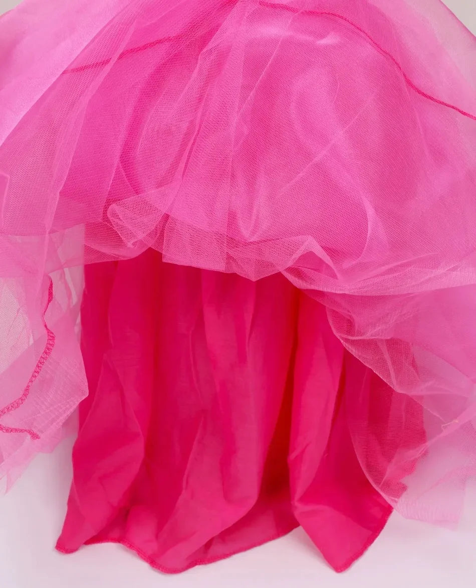 Girl Pink Dress Aurora Cosplay Costume Princess Deluxe Outfit Children Summer Brthday Party Elegant Gown Fairy Disguise Sets