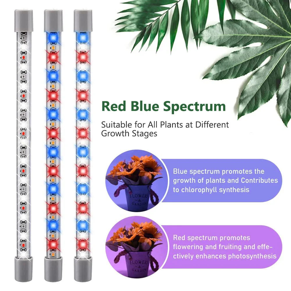 10w 72 led planta crescer luz usb phyto lâmpada espectro completo regulável 3/9/12h temporizador phytolamp para mudas flor ajustável usb