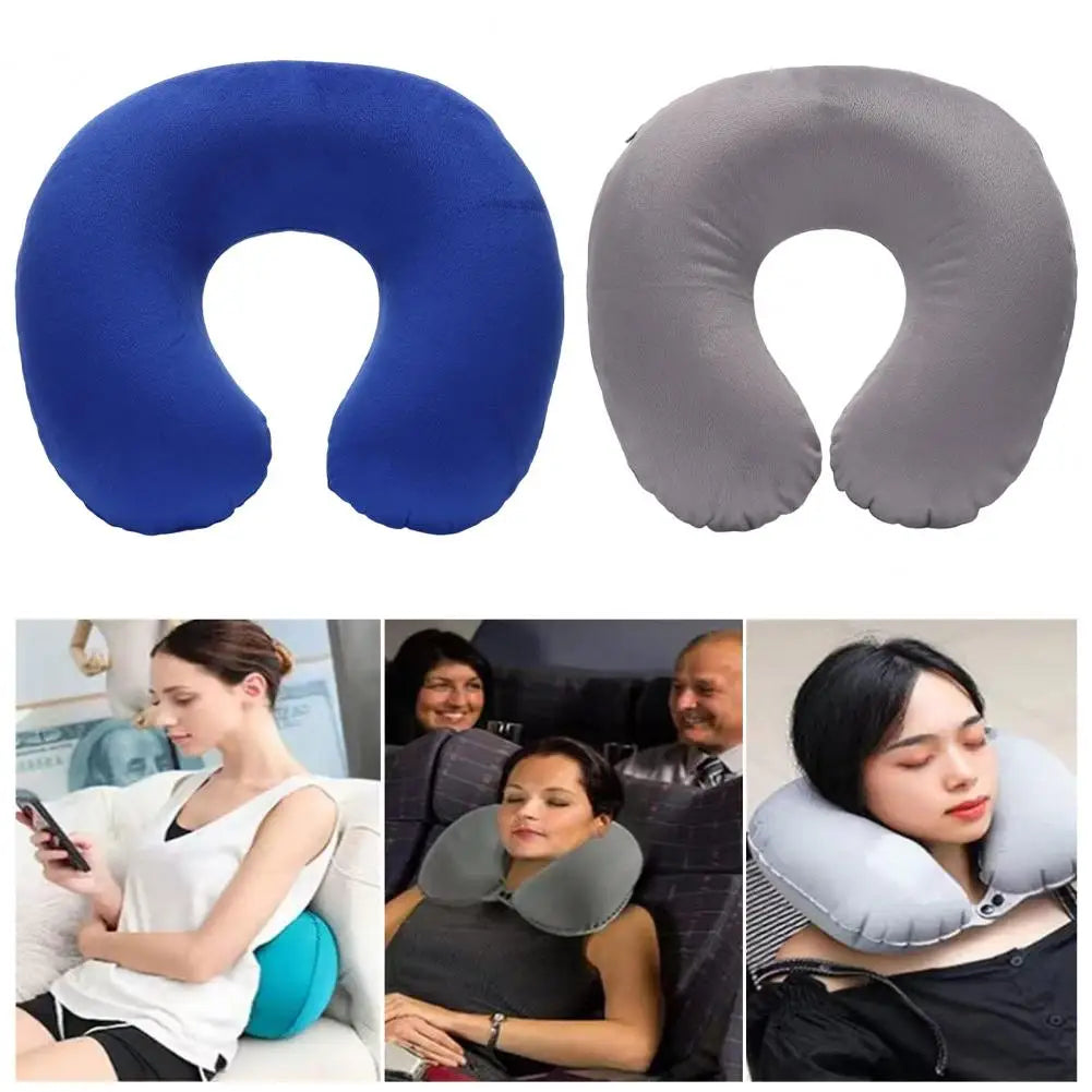 Almohada de cuello en forma de U, inflable, para aliviar la fatiga, para viajes, reposacabezas de vuelo, cojín para dormir en forma de U para avión.