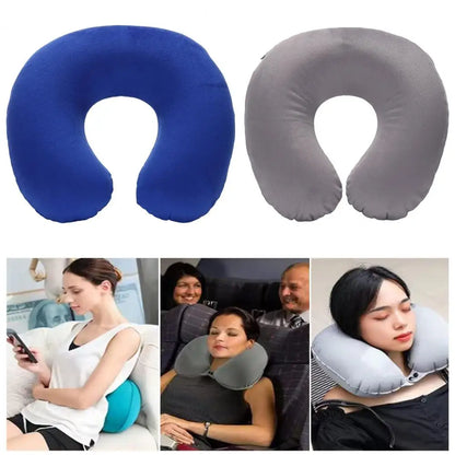Almohada de cuello en forma de U, inflable, para aliviar la fatiga, para viajes, reposacabezas de vuelo, cojín para dormir en forma de U para avión.
