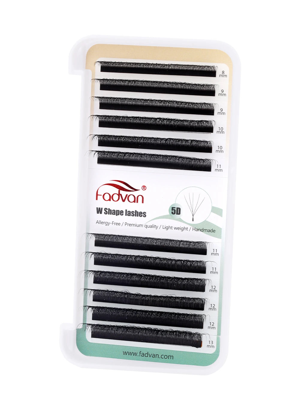 Extensiones de pestañas FADVAN 5D en forma de W, de visón sintético natural, prefabricadas, con volumen y abanico