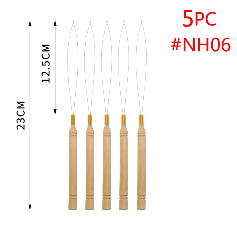 5 pçs ferramentas de extensões de cabelo laço agulha puxando gancho ferramenta agulha threader loop ferramenta para silicone microlink contas micro anel