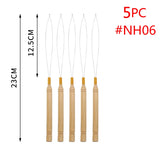 5 pçs ferramentas de extensões de cabelo laço agulha puxando gancho ferramenta agulha threader loop ferramenta para silicone microlink contas micro anel