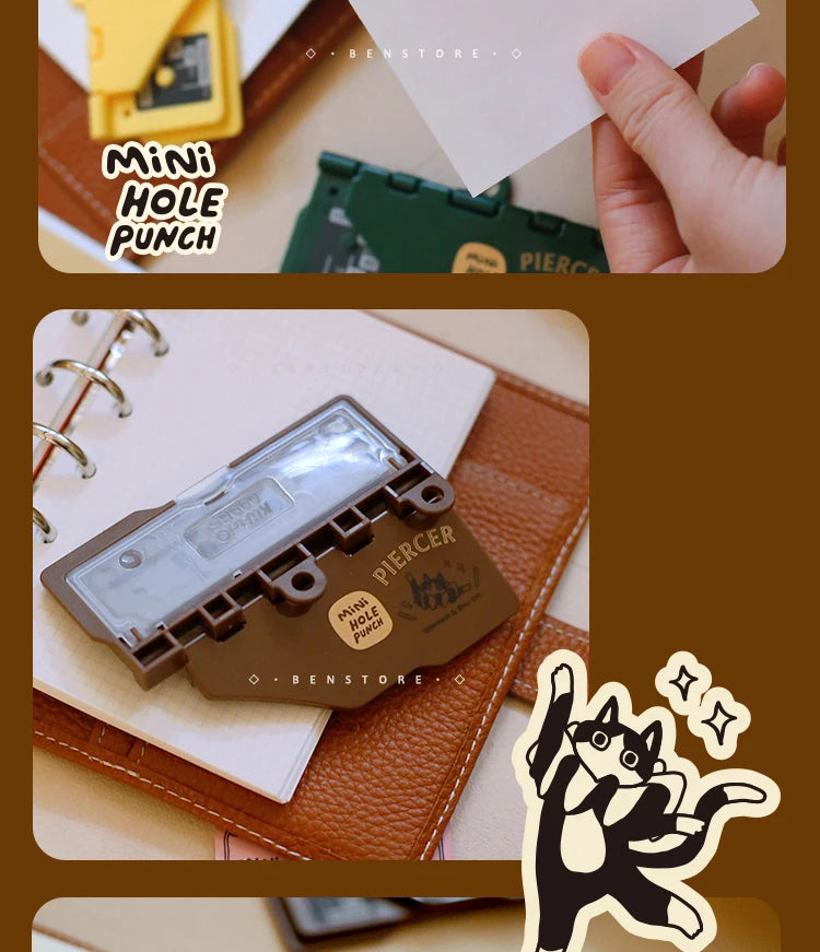 3-Hole 4mm Card Hole Punch Limited Edition Loose Leaf Notebook M5/A7 Portable Binder Punching Machine Office Supplies For 1paper