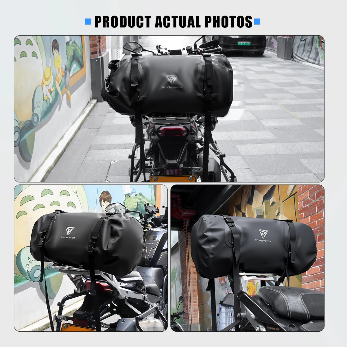 SOYAVISION 20L 50L 70L 80L 100L Motorcycle Waterproof Tail Bag Travel Outdoor Luggage Bag Motorcycle Seat Bag