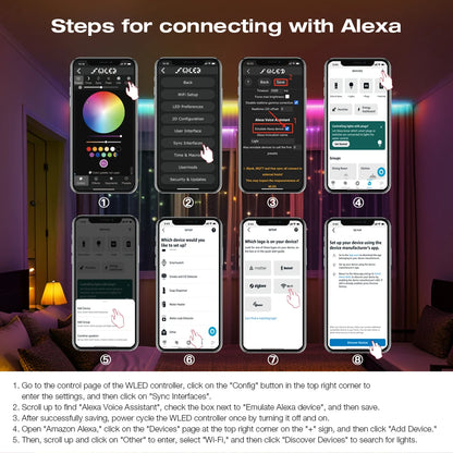 Controlador WLED ESP32 RGBIC COB LED Tira de luz Kit de cinta reactiva al sonido Música Sincronización Funciona con Alexa 24V 5 10 15 20 25 30 40 M