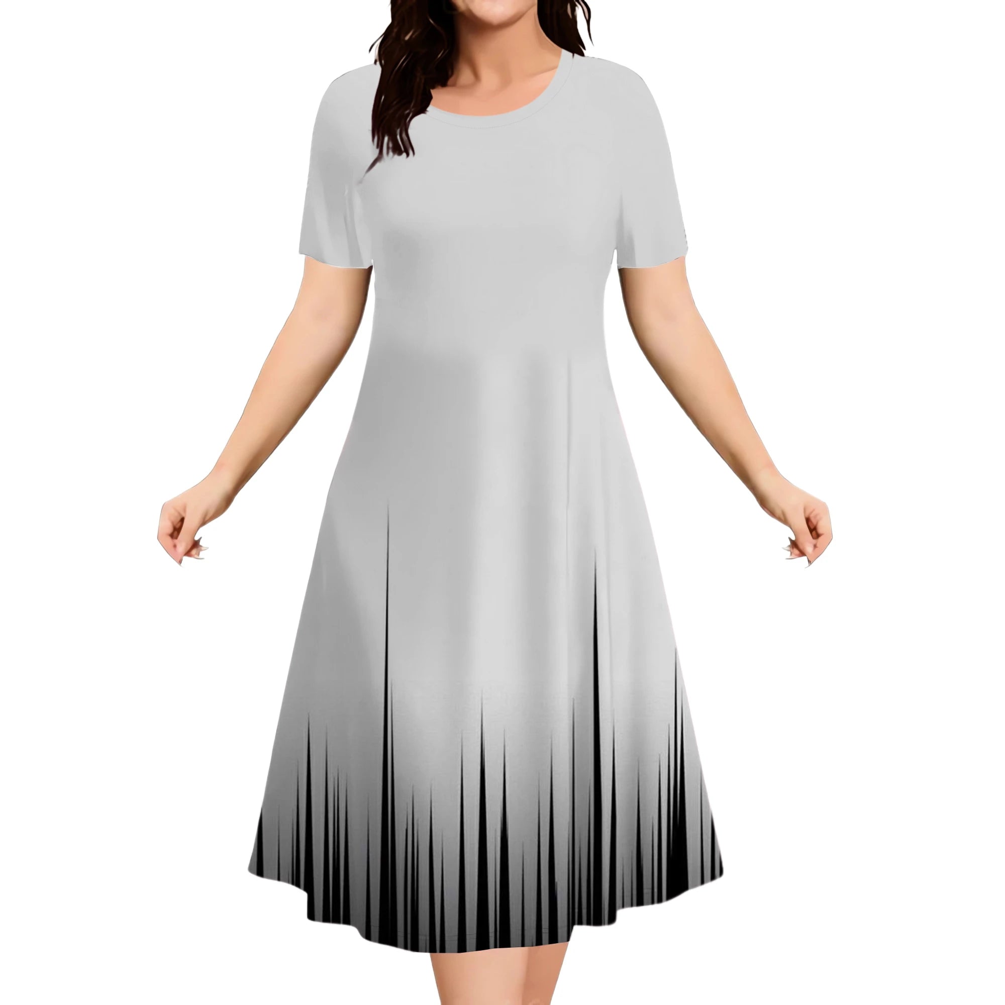 Summer Dresses 2025 Women's Plus Size Loose Casual Striped Print Short Sleeve A-Line Dress Elegant Fashion Clothing 9XL