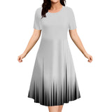 Summer Dresses 2025 Women's Plus Size Loose Casual Striped Print Short Sleeve A-Line Dress Elegant Fashion Clothing 9XL