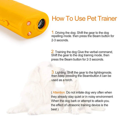 Ultrasonic Dog Chaser Stop Aggressive Animal Attacks Dog Repeller Stop Bark Device with LED Flashlight Pet Dog Training Tools