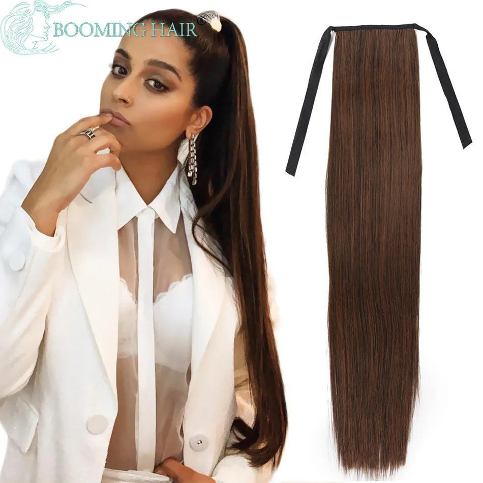 Extensões de rabo de cavalo cacheado longo 80cm aplique sintético com cordão e clip water wave