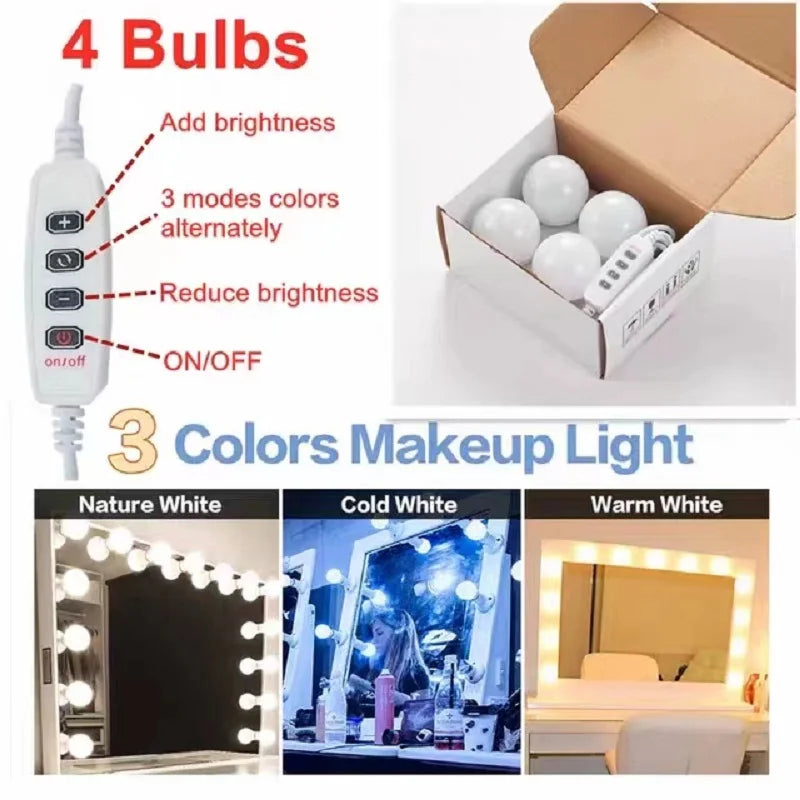 LED Light Paste Mirror Makeup Light Bulbs, Makeup Mirror Vanity Led 5v 2A Light Bulbs, Led Lamp USB Cosmetic Lighted Table,10pcs