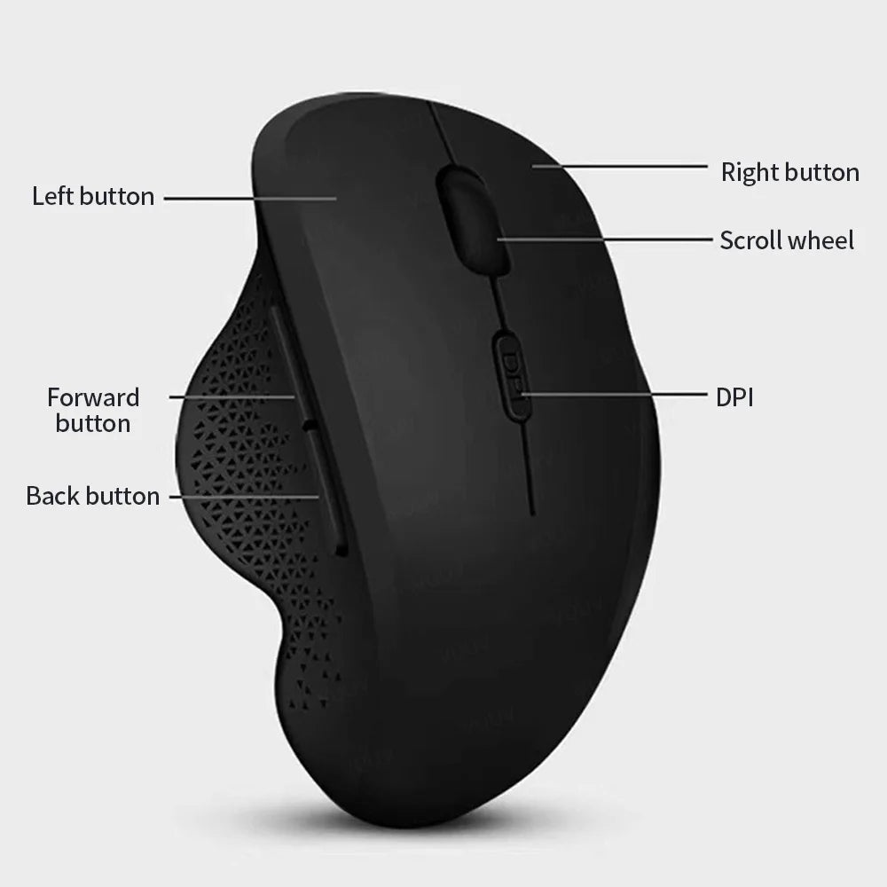 Ratón inalámbrico ergonómico Bluetooth VUUV para computadora portátil Macbook 1600DPI modo dual recargable para iOS Android tableta