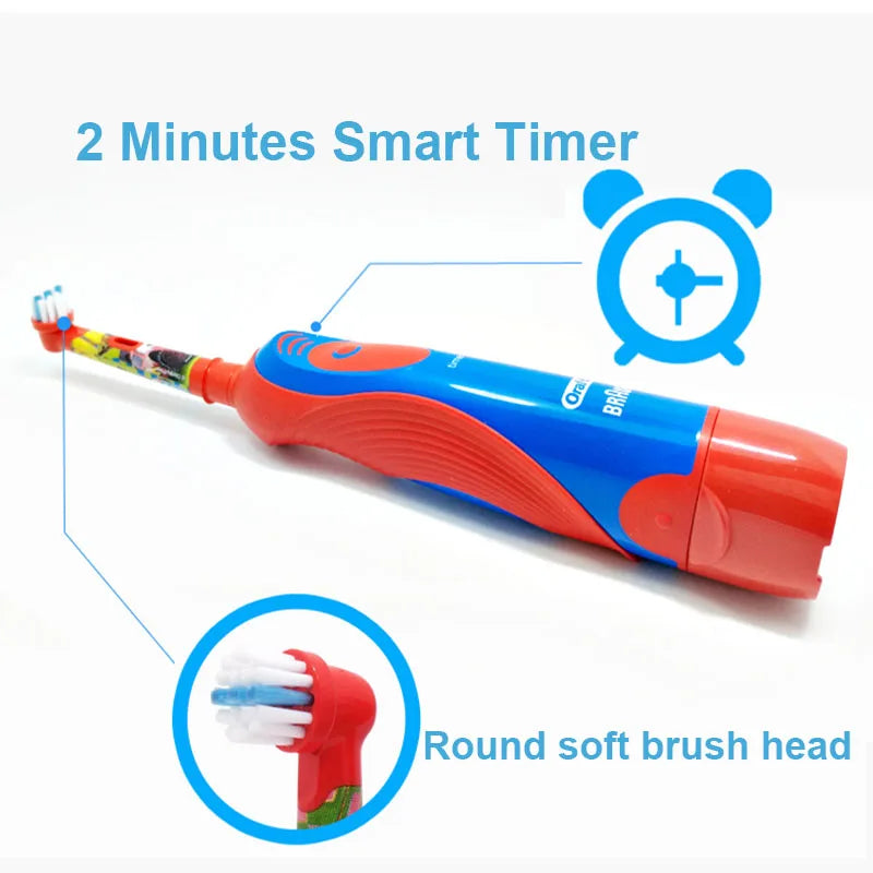 Oral B Electric Toothbrush Soft Bristle Protect Gum for Kid Waterproof Timer Teeth Brush with Extra Supplement Brush Head Refill