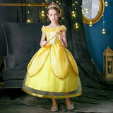 2025 Cosplay Belle Princess Dress Girls Dresses For Beauty and beast Party Clothing Magic stick crown Costume 3-12Y