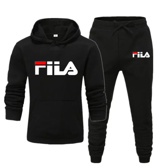 Men's Outdoor Running Fitness Sportswear Set: Autumn and Winter Hoodie + Casual Pants Two-Piece Set