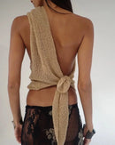 Jaded London gold knit hollowed-out one-piece top halter shawl multi-wear holiday style halter