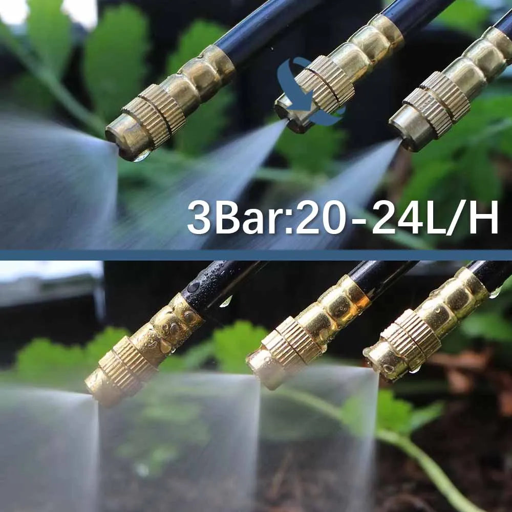 30-5m 1/4" 4/6mm Misting Cooling System 360° Free-bend Adjustable Nozzle Atomizer Sprayer for Outdoor Garden Irrigation Watering