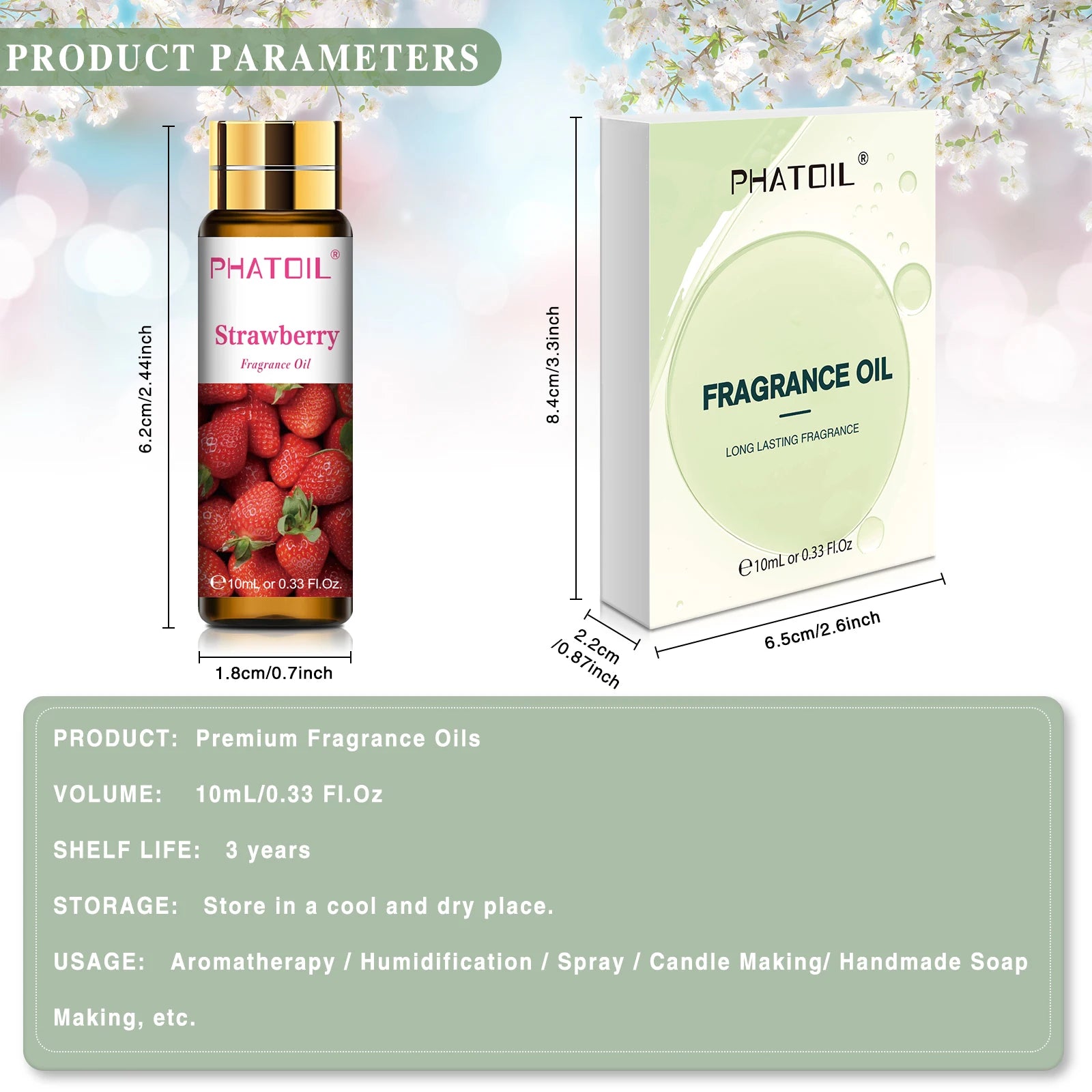 PHATOIL 1/3/9pcs 10ml Sweet Fruit Fragrance Oil For Aromatherapy DIY Candle Cherry Apple Strawberry Mango Coconut Fragrance Oils