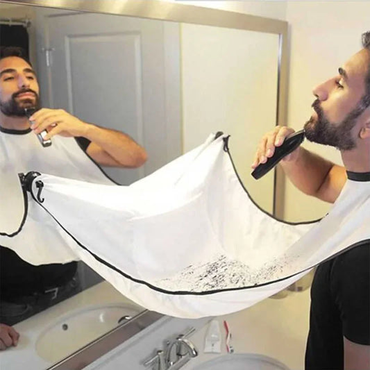 Delantal para afeitarse la barba, delantal para afeitarse el cabello negro, soporte para recortadora de barba, recogedor de barba, impermeable, herramientas de limpieza para el hogar