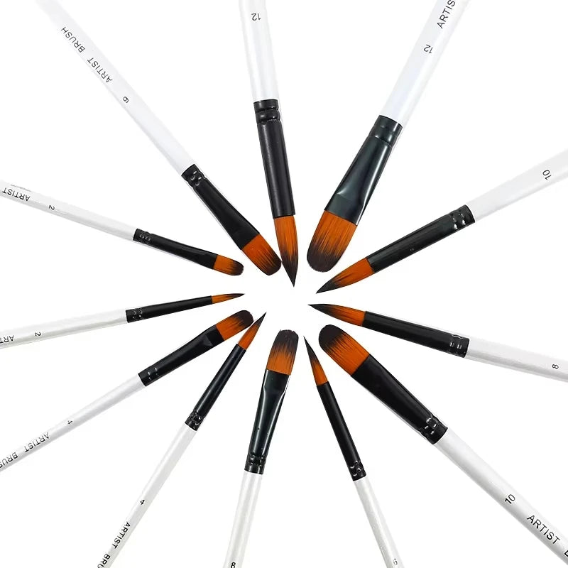 6pcs/set Artist Paint Brushes Two-tone Nylon Tips Artist Paint Brush For Acrylic Oil Watercolor Acrylic Paint Body Face Rock Art