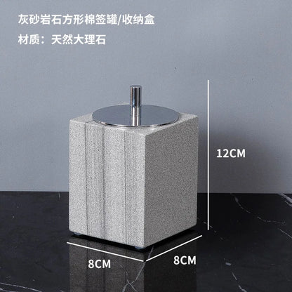 Nordic natural grey marble bathroom accessories Soap dispenser cotton swab jar tissue box soap dish tray bathroom decoration
