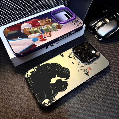 Funda plateada colorida para Apple iPhone 11, 13, 15, Pro Max, 14 Plus, 12, 16, funda de silicona a prueba de golpes, Princesa Bella Disney