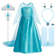 Vestido da Elsa para Halloween – Fantasia de Princesa e Capa Longa para Meninas (Roupa de Carnaval / Rainha da Neve)