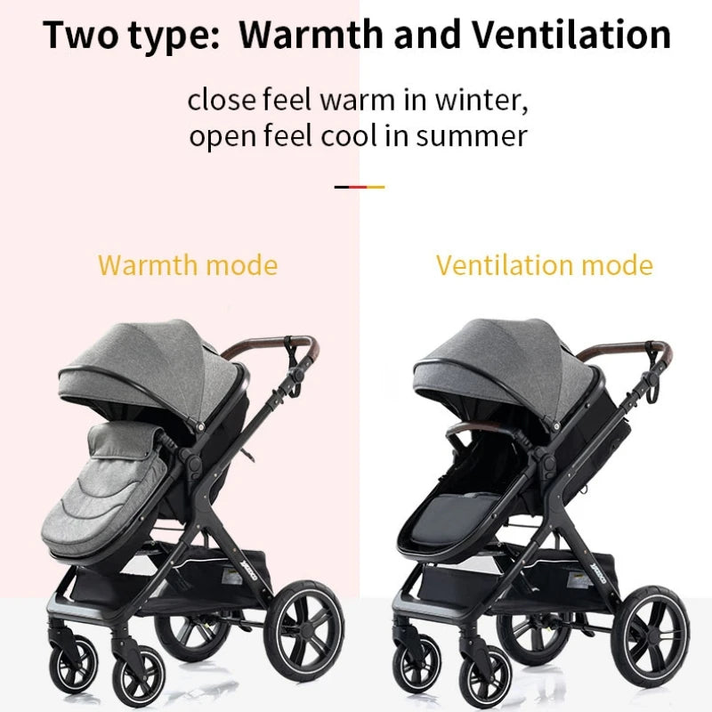Poussette luxueuse 3 en 1 pour nouveau-né, modèle de voyage et pliable, Cadre Aluminium, Landau, Capote Rabattable