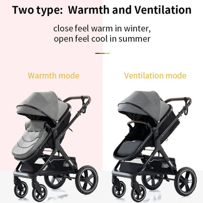 Poussette luxueuse 3 en 1 pour nouveau-né, modèle de voyage et pliable, Cadre Aluminium, Landau, Capote Rabattable