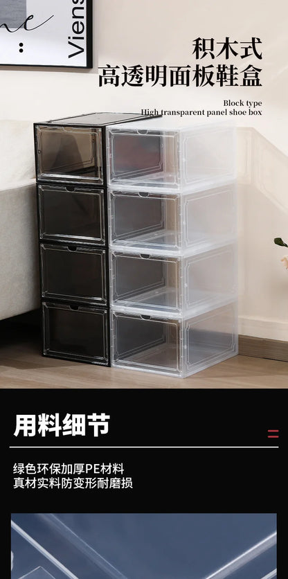 Acrylic transparent shoe box, size 48, large, thick, anti oxidation, front opening, side opening, magnetic suction AJ shoe box