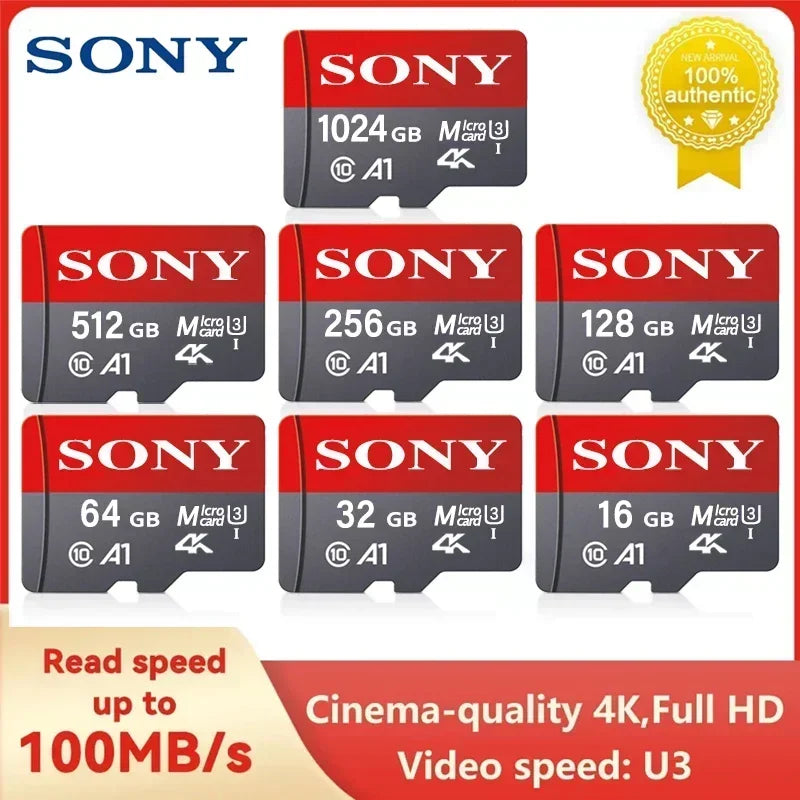 SONY Micro SD Card Mini Memory Card Class 10 32GB 64GB 128GB 256GB U3 4K High Speed ​​Cartao De Memoria Flash Memory TF Mecard C10