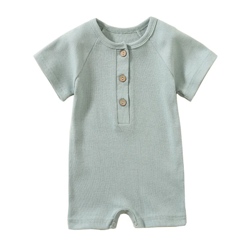 Pelele de verano para bebé, pijama fino de manga corta, mono acanalado, ropa de punto elástica, mono para niña