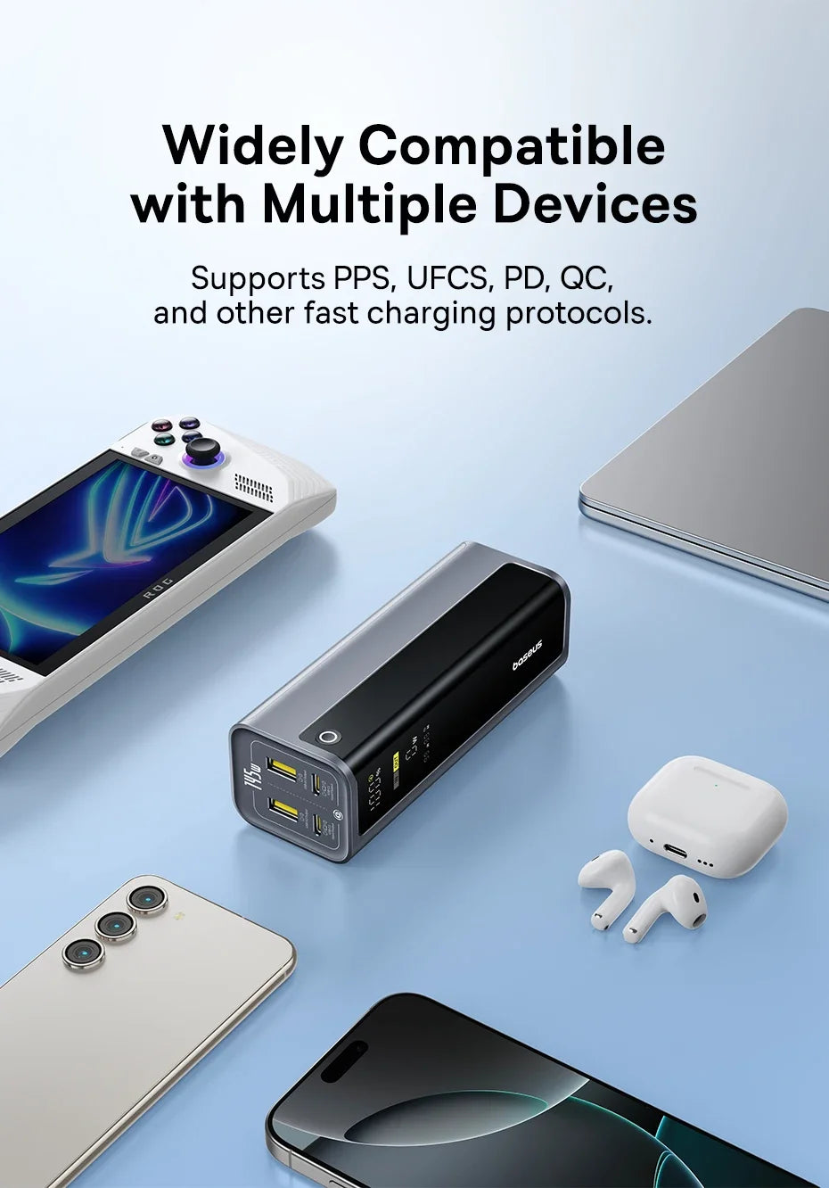 Baseus 145W Power Bank 20800mAh PD 100W Fast Charging with Smart Digital Display Portable External PowerBank for Laptop Phone 17