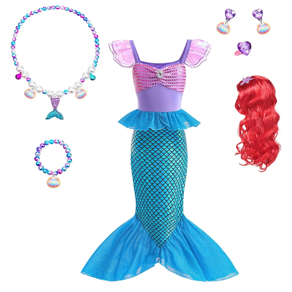 Children's Mermaid Cosplay Costume Girls' Role Play Costume Carnival Halloween Birthday Party Costume Summer Princess Dress