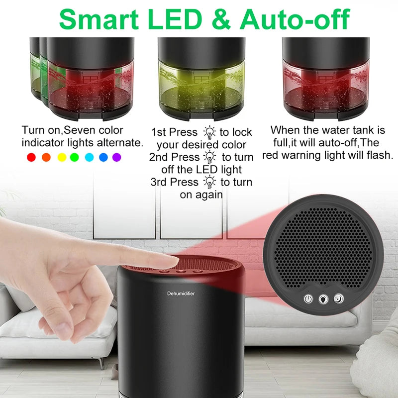 Electric Dehumidifier Moisture Absorbers Air Dryer With 1000ml Water Tank Quiet Air Home Dehumidifier For Bedroom Wardrobe
